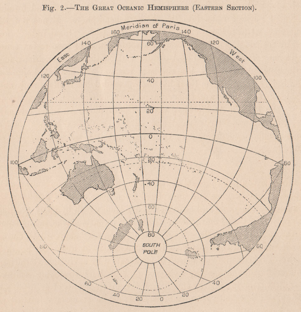 The Great Oceanic Hemisphere (Eastern Section) . World 1885 old antique map